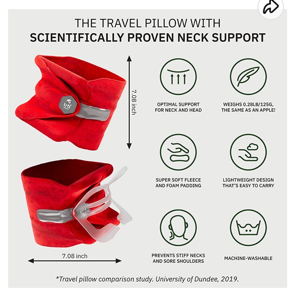 TRTL Travel Pillow for Neck Support-Super Soft Neck Pillow with Shoulder Support